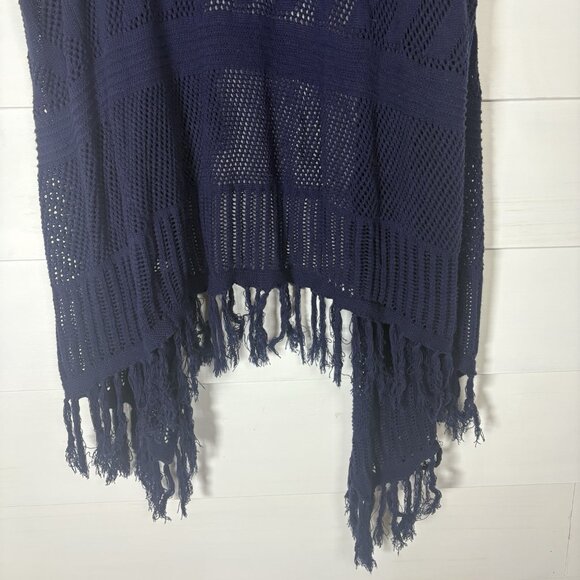 Lane Bryant Blue Sleeveless‎ Knit Fringe Hem Waterfall Sweater Vest 22/24 Boho - Picture 8 of 15